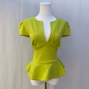Boohoo Neon Lime Peplum Top – Size US 10